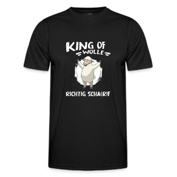 schaf "king of wolle" schäfer i love schafe - Männer Funktions-T-Shirt - Schwarz - Vorne - AI Model Male 178 dark (178cm)