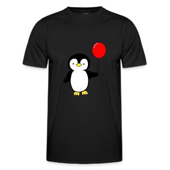 Penguin with balloon - Men's Functional T-Shirt - black - Front - AI Model Male 178 dark (178cm)