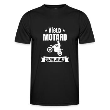 Vieux motard comme jamais - T-shirt sport Homme - noir - Devant - AI Model Male 178 dark (178cm)