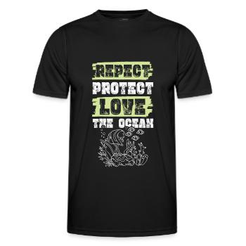 Pollution Love Save the Ocean - Men's Functional T-Shirt - black - Front - AI Model Male 178 dark (178cm)