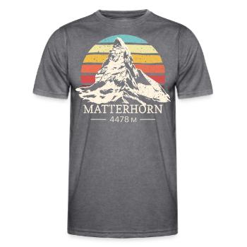Matterhorn Climbing Finisher Skiing Zermatt - Men's Functional T-Shirt - dark melange  - Front - AI Model Male 178 dark (178cm)