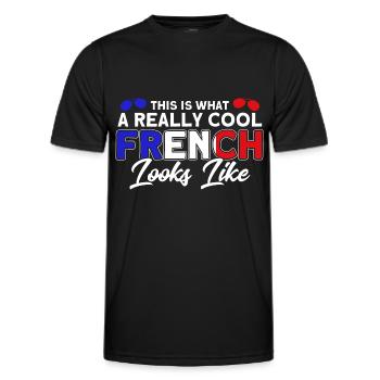 Français Drapeau Français Roots Cadeau - T-shirt sport Homme - noir - Devant - AI Model Male 178 dark (178cm)