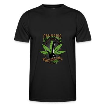 Herbe médicale au cannabis IV - T-shirt sport Homme - noir - Devant - AI Model Male 178 dark (178cm)
