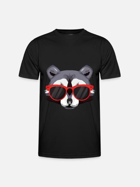 Waschbär mit Sonnebrille - Männer Funktions-T-Shirt - Schwarz