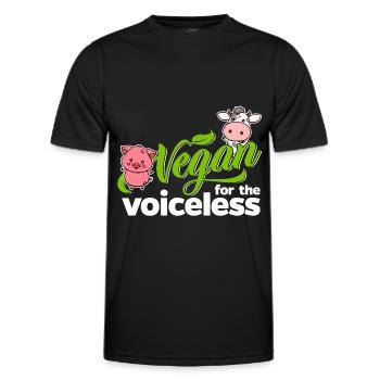Vegan pour les sans voix (vache) - T-shirt sport Homme - noir - Devant - AI Model Male 178 dark (178cm)