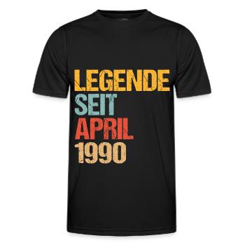 Legende seit April 1990 - Geburtstag - Retro - Männer Funktions-T-Shirt - Schwarz - Vorne - AI Model Male 178 dark (178cm)
