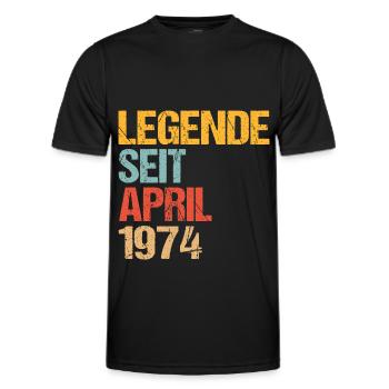 Legende seit April 1974 - Geburtstag - Retro - Männer Funktions-T-Shirt - Schwarz - Vorne - AI Model Male 178 dark (178cm)