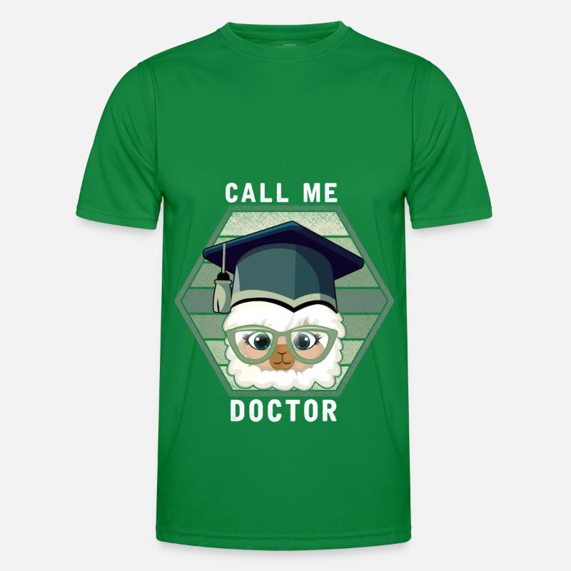 Doktor Abschluss PHD Lustiges Llama Alpaka Männer Funktions-T-Shirt