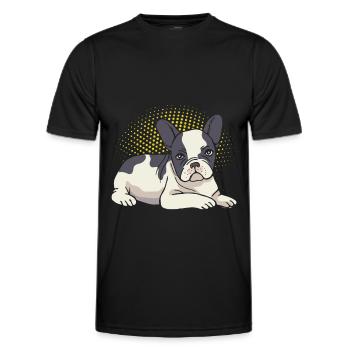 Lazy Français Bulldog Frenchie Dog Love - T-shirt sport Homme - noir - Devant - AI Model Male 178 dark (178cm)