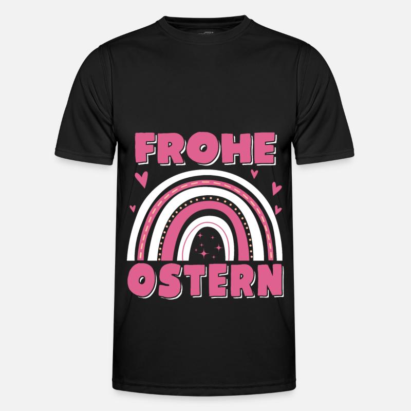 Frohe Ostern Regenbogen - Männer Funktions-T-Shirt - Schwarz