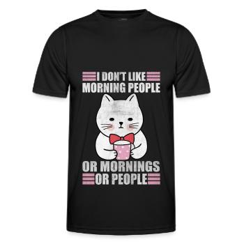 Morning People Sarcasm Coffee Moody Cat Funny - Men's Functional T-Shirt - black - Front - AI Model Male 178 dark (178cm)