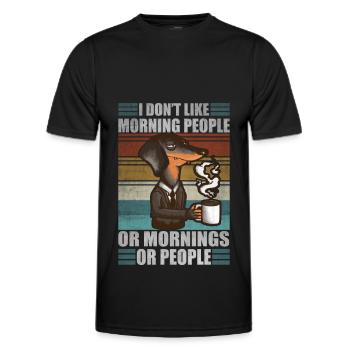 Sarcastic Dachshund Coffee Moody Wiener Dog - Men's Functional T-Shirt - black - Front - AI Model Male 178 dark (178cm)