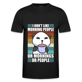 Sarcastic Panda Coffee Moody Lazy Animal - Men's Functional T-Shirt - black - Front - AI Model Male 178 dark (178cm)