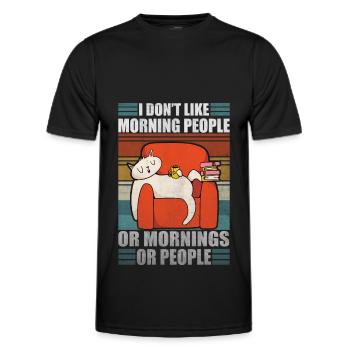 Sarcastic Cat Coffee Moody Lazy Kitty - Men's Functional T-Shirt - black - Front - AI Model Male 178 dark (178cm)