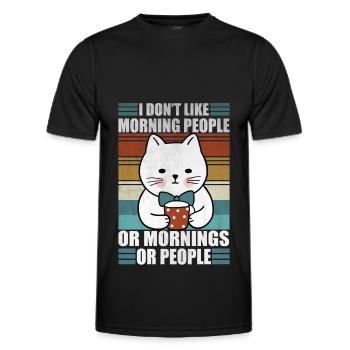 Sarcastic Cat Morning People Coffee Moody Kitty - Men's Functional T-Shirt - black - Front - AI Model Male 178 dark (178cm)