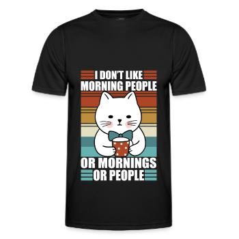Morning People Sarcasm Coffee Moody Cat - Men's Functional T-Shirt - black - Front - AI Model Male 178 dark (178cm)
