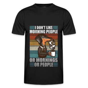 Moody Dachshund Coffee Sarcastic Wiener Dog - Men's Functional T-Shirt - black - Front - AI Model Male 178 dark (178cm)