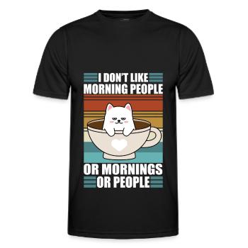 Sarcastic Kitty Coffee Moody Lazy Cat - Men's Functional T-Shirt - black - Front - AI Model Male 178 dark (178cm)
