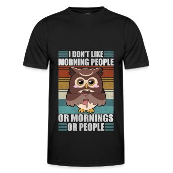 Sarcastic Owl Moody Coffee Lazy Owls - Men's Functional T-Shirt - black - Front - AI Model Male 178 dark (178cm)