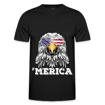 Eagle USA Sunglasses 4th of July American Flag - Männer Funktions-T-Shirt - Schwarz - Vorne - AI Model Male 178 dark (178cm)