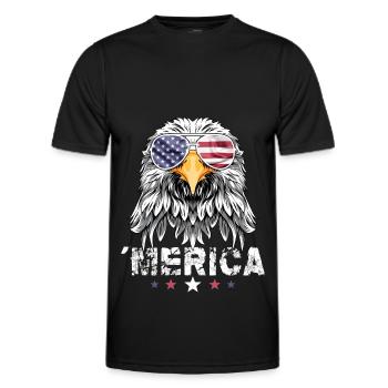 4th of July American Flag USA Sunglasses Eagle - Männer Funktions-T-Shirt - Schwarz - Vorne - AI Model Male 178 dark (178cm)
