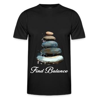 Rock Balancing Stone Stacking Balance - Männer Funktions-T-Shirt - Schwarz - Vorne - AI Model Male 178 dark (178cm)