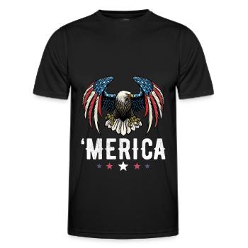 Eagle American Flag 4th of July USA Merica - Männer Funktions-T-Shirt - Schwarz - Vorne - AI Model Male 178 dark (178cm)
