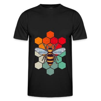 Abeille Rétro Nid d’abeille Apiculture - T-shirt sport Homme - noir - Devant - AI Model Male 178 dark (178cm)