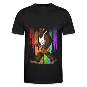Retro Walking Bigfoot Unheimlich - Männer Funktions-T-Shirt - Schwarz - Vorne - AI Model Male 178 dark (178cm)