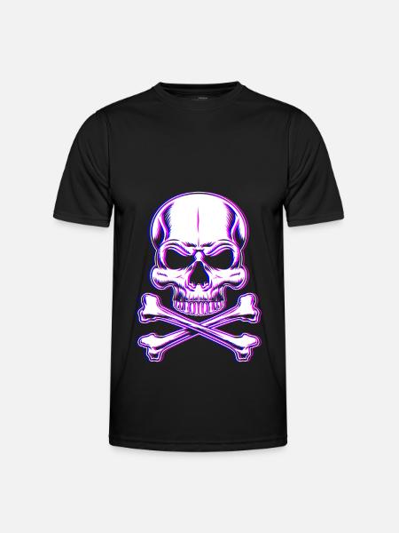 Skull Glitch Vaporwave Dark Pastel Goth - Men's Functional T-Shirt - black