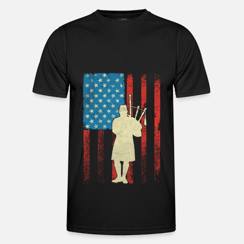 Cornemuse patriotique American Flagg T-shirt sport Homme