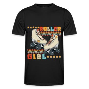 Roller Girl Retro 70s 80s Roller Skating - Men's Functional T-Shirt - black - Front - AI Model Male 178 dark (178cm)
