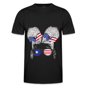 Patriotische Dame 4. Juli - Männer Funktions-T-Shirt - Schwarz - Vorne - AI Model Male 178 dark (178cm)