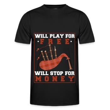 Loud bagpiper musical instrument - Men's Functional T-Shirt - black - Front - AI Model Male 178 dark (178cm)