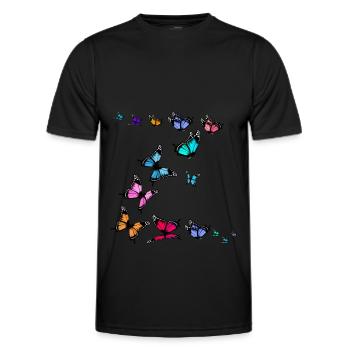 Bunte Schmetterlinge Frauen Mädchen - Männer Funktions-T-Shirt - Schwarz - Vorne - AI Model Male 178 dark (178cm)
