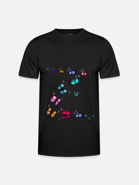 Bunte Schmetterlinge Frauen Mädchen - Männer Funktions-T-Shirt - Schwarz