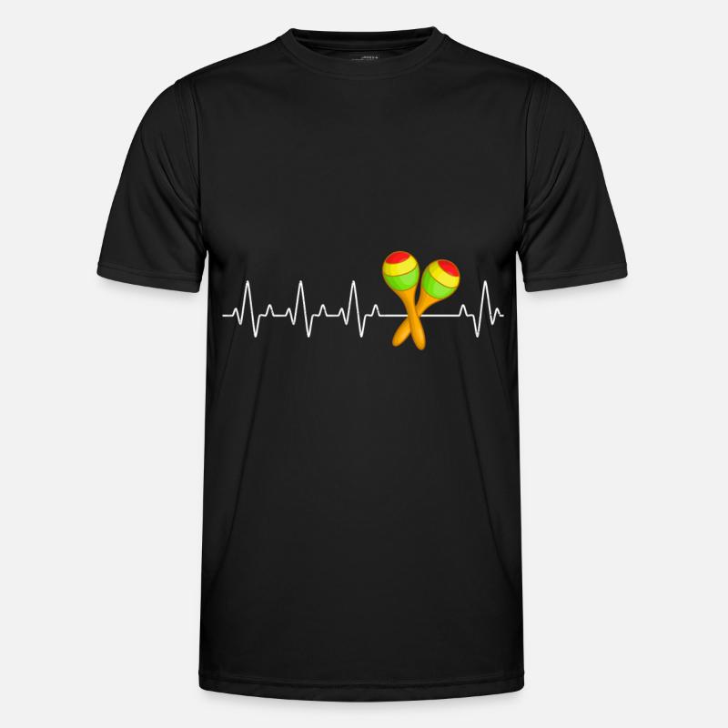 Rattle Heartbeat Percussion Instrument - Men's Functional T-Shirt - black
