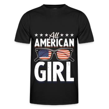 Mädchen Amerikaner USA 4. Juli - Männer Funktions-T-Shirt - Schwarz - Vorne - AI Model Male 178 dark (178cm)