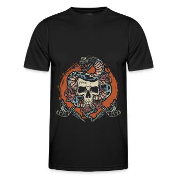 Skull Snake Tattoo Lover Tattoo - T-shirt sport Homme - noir - Devant - AI Model Male 178 dark (178cm)