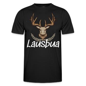 Lausbua Hirsch Lederhosen - Männer Funktions-T-Shirt - Schwarz - Vorne - AI Model Male 178 dark (178cm)