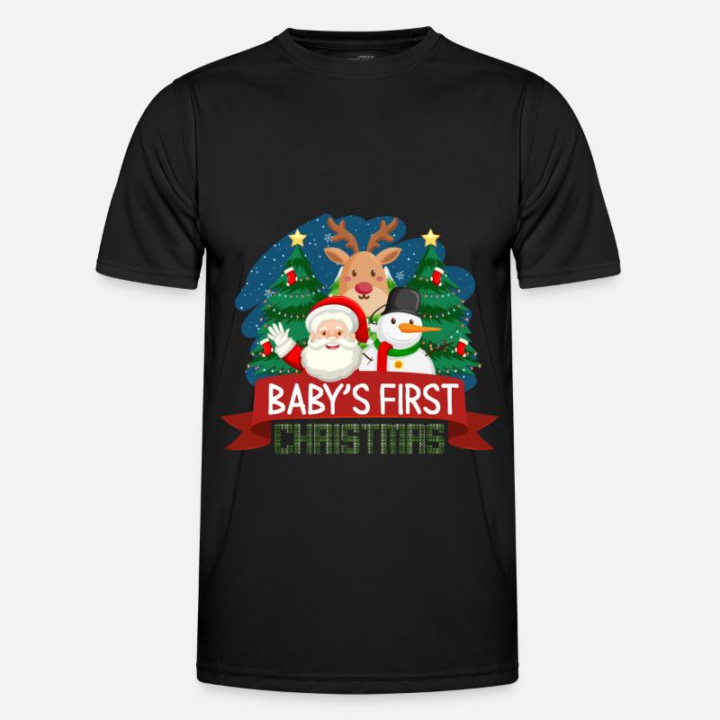 Babys erstes Weihnachtsgeschenk - Männer Funktions-T-Shirt - Schwarz