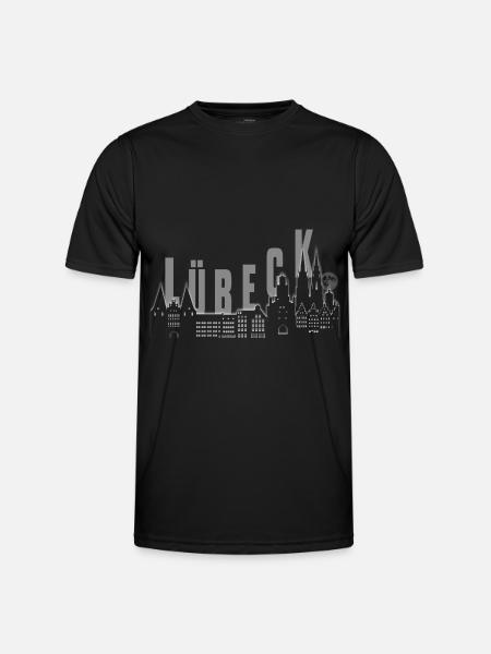 Lübecker Skyline - Männer Funktions-T-Shirt - Schwarz