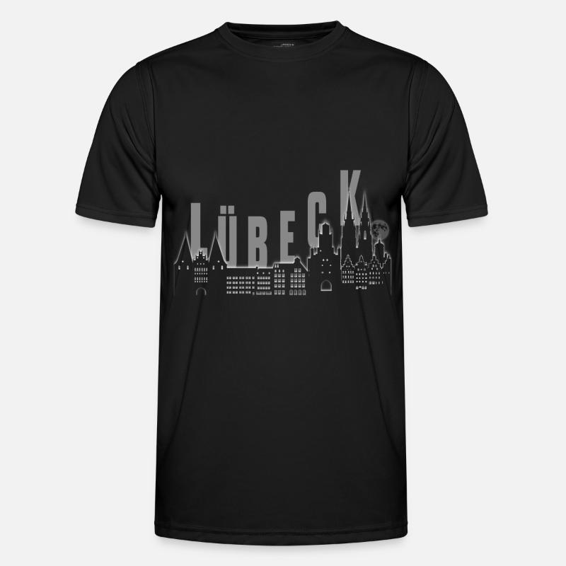 Lübecker Skyline - Männer Funktions-T-Shirt - Schwarz