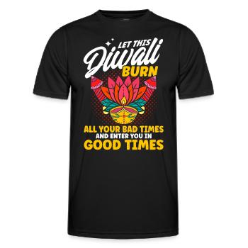 Diwali Hindus Sikh Festival of Lights Gift - Men's Functional T-Shirt - black - Front - AI Model Male 178 dark (178cm)