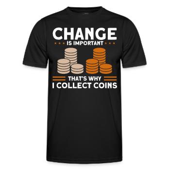 Coin Collection Coin Collectors Numismatics Coin Collections - Men's Functional T-Shirt - black - Front - AI Model Male 178 dark (178cm)