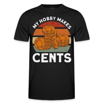 Coin collecting My hobby throws cents off gift - Men's Functional T-Shirt - black - Front - AI Model Male 178 dark (178cm)