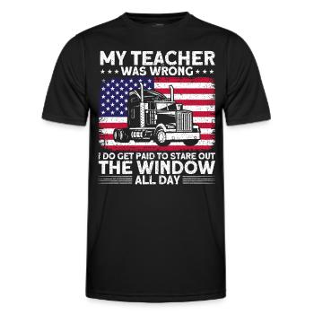 Sattelzug Sattelschlepper Fernfahrer Geschenk - Männer Funktions-T-Shirt - Schwarz - Vorne - AI Model Male 178 dark (178cm)