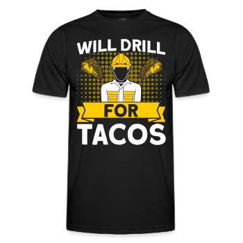 Don d’un travailleur du gaz travaillant dans un champ pétrolifère dans le secteur de la fracturation hydraulique - T-shirt sport Homme - noir - Devant - AI Model Male 178 dark (178cm)