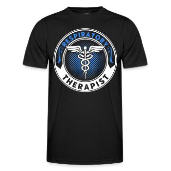Thérapeute respiratoire agréé Respirotar Ther - T-shirt sport Homme - noir - Devant - AI Model Male 178 dark (178cm)