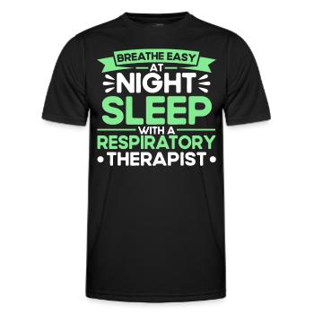 Thérapeute respiratoire agréé Respirotic T - T-shirt sport Homme - noir - Devant - AI Model Male 178 dark (178cm)